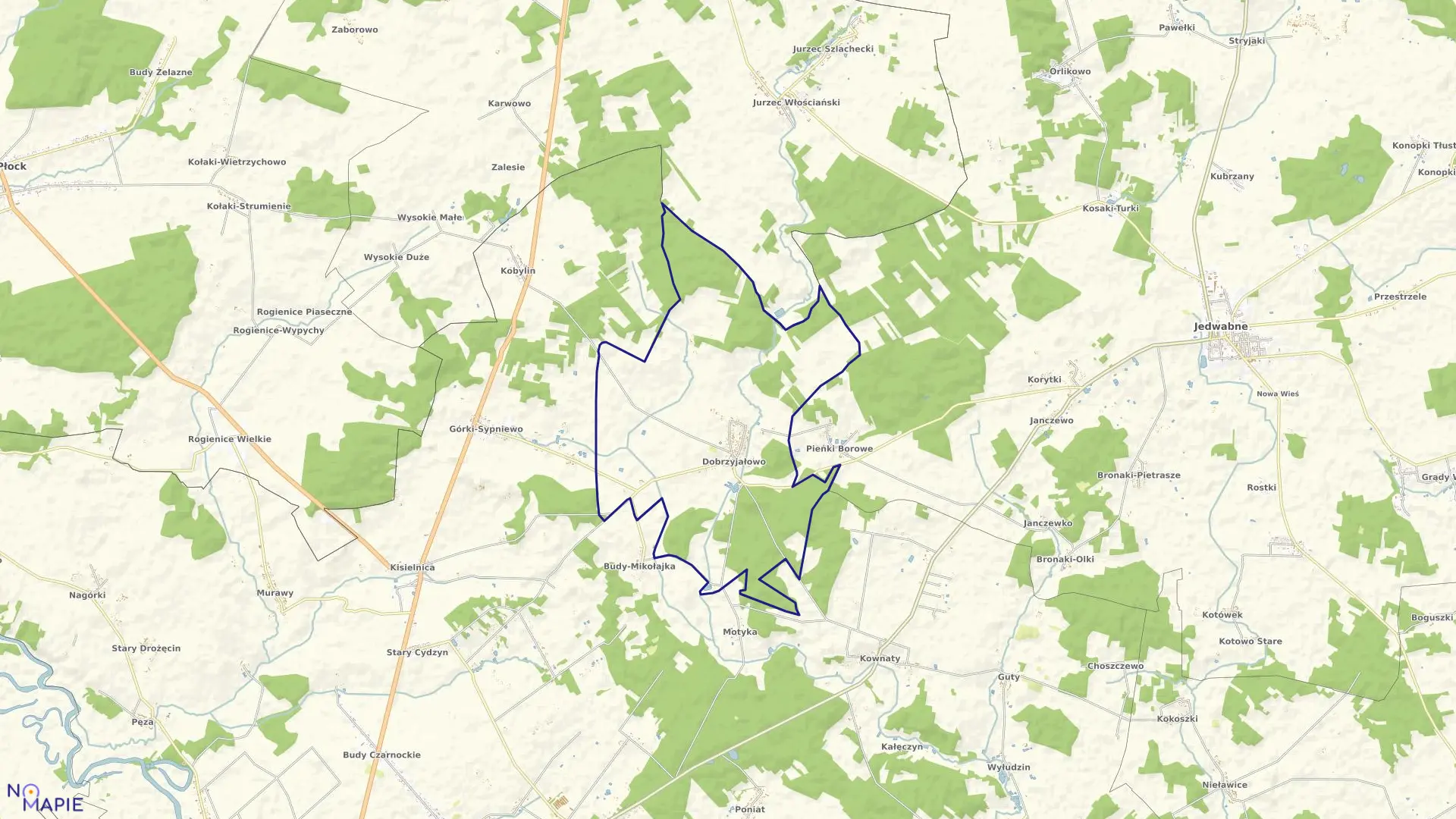 Mapa obrębu Dobrzyjałowo w gminie Piątnica