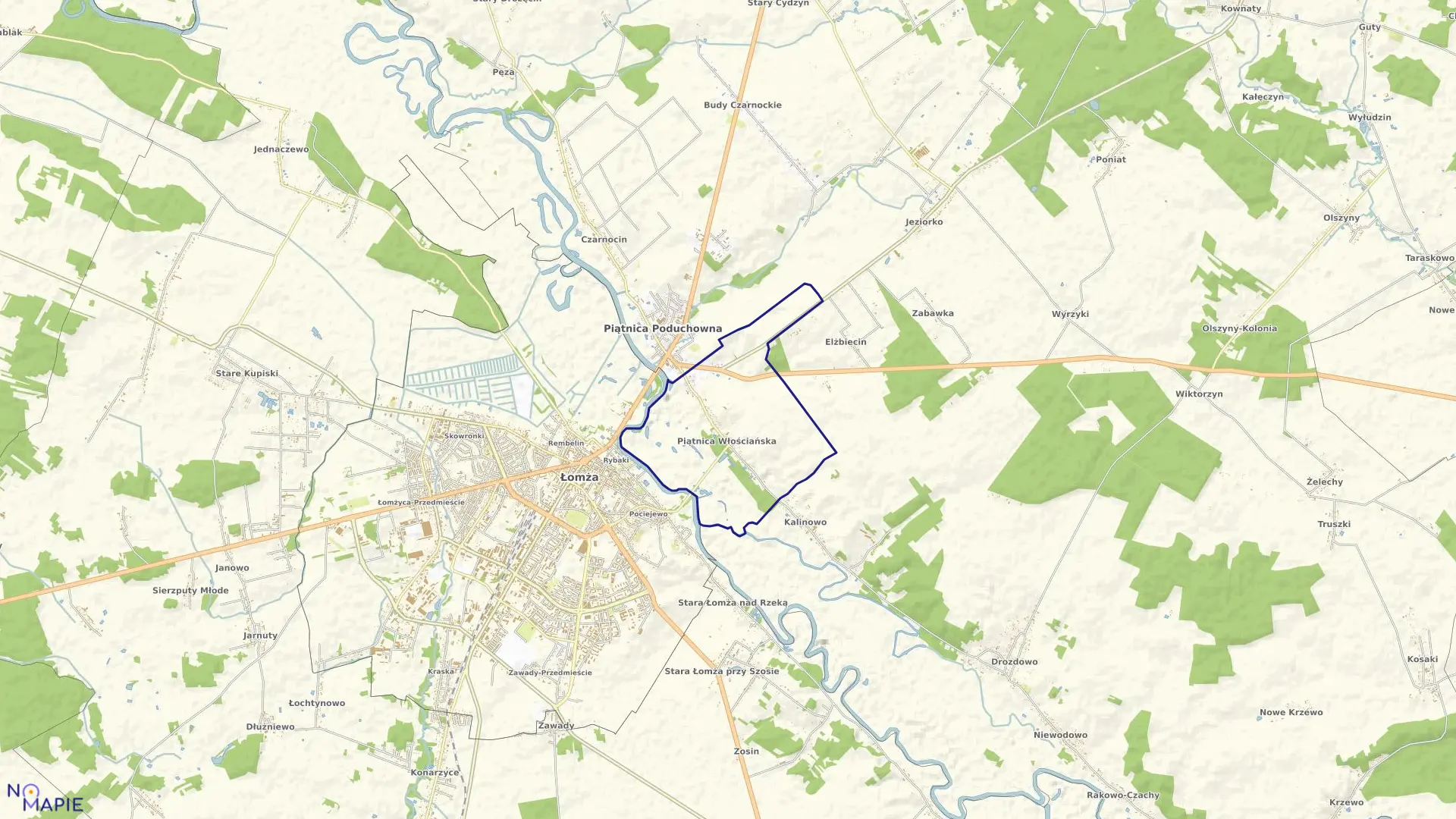 Mapa obrębu Piątnica Włościańska w gminie Piątnica